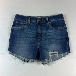 Levi's Jean Short Womens 25 720 High Rise Skinny Blue Faded Cut Offs Denim Jorts